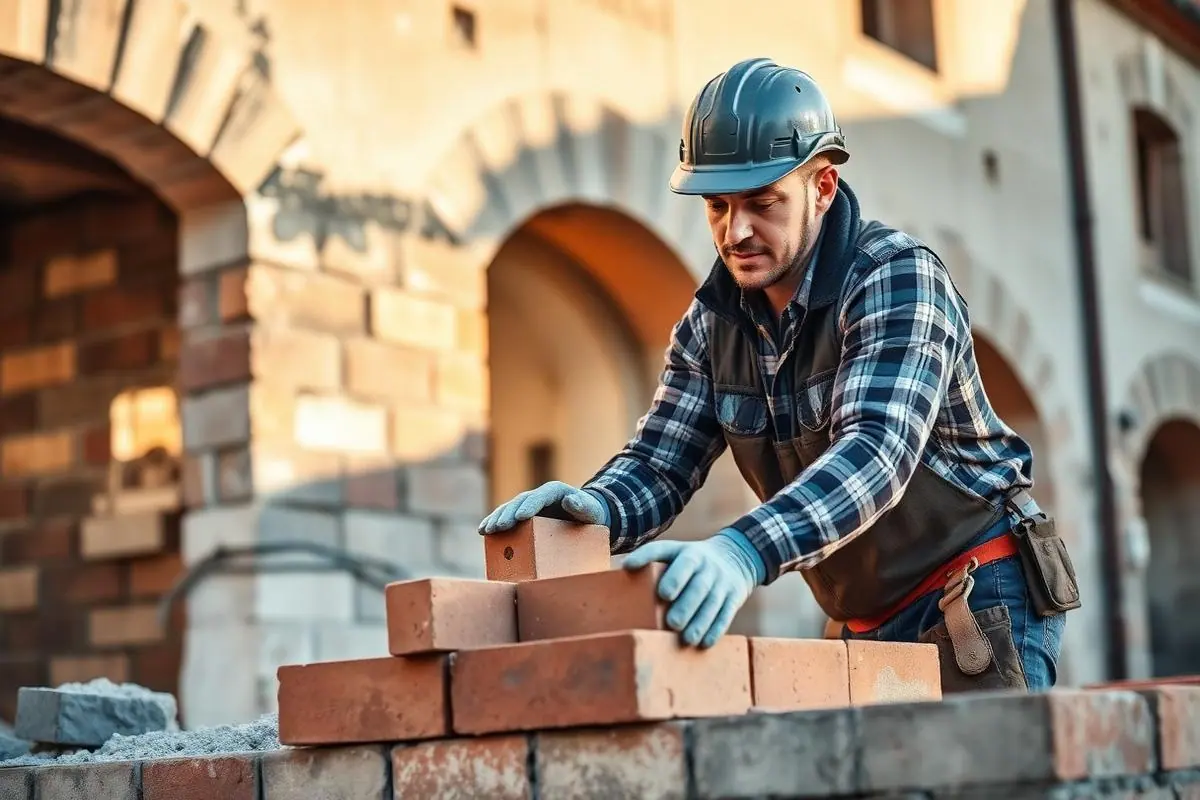 Muratore al lavoro: professionista qualificato per interventi in tutta Italia